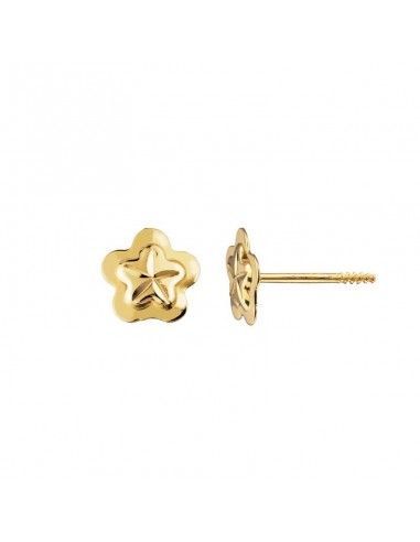 PENDIENTES ORO FLOR TALLADO NIÑA 2 postura