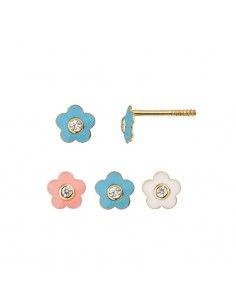 PENDIENTES ORO FLOR CIRCONITA BEBE 1Postura