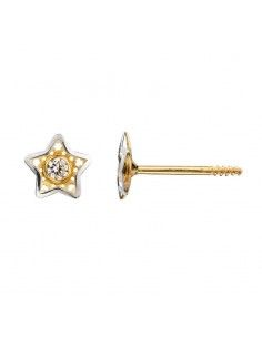 PENDIENTES ORO ESTRELLA BICOLOR NIÑA 2 postura