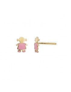 PENDIENTES ORO NIÑA ROSA BEBE 2 Postura