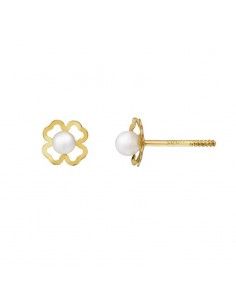 PENDIENTES ORO TREBOL CALADO NIÑA 2 postura