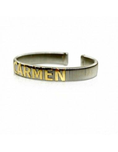 PULSERA DE ACERO Y ORO CON NOMBRE