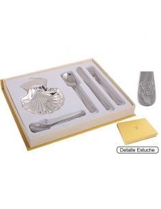ESTUCHE CONCHA DE BAUTISMO Y CUBIERTOS