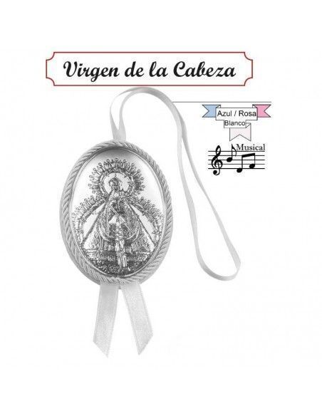 MEDALLON DE CUNA MUSICAL VIRGEN CABEZA 11x8