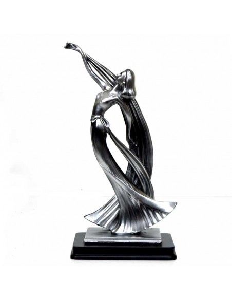 FIGURA BAILARINA RESINA PLATA 30x16