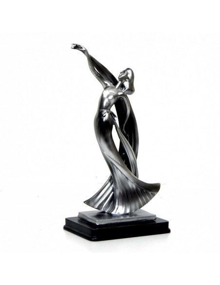 FIGURA BAILARINA RESINA PLATA 30x16