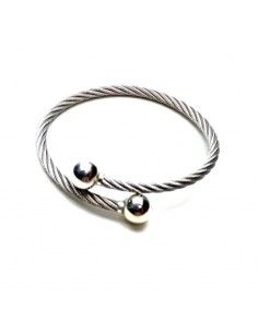 PULSERA MUJER BOLAS ACERO Y PLATA
