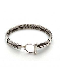 PULSERA ESTRIBO HOMBRE ACERO Y PLATA 2