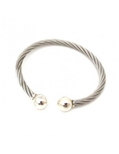 PULSERA MUJER BOLAS ACERO - PLATA