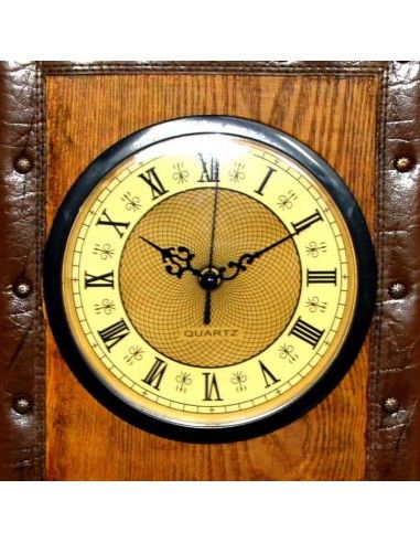 RELOJ DE SOBREMESA DE CUARZO MADERA Y CUERO