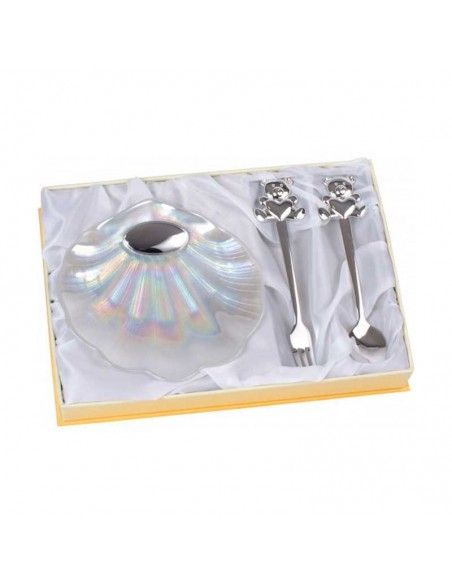 ESTUCHE CONCHA DE BAUTISMO Y CUBIERTOS
