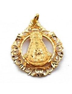 MEDALLA CALADA VIRGEN DEL ROCIO ORO 18K