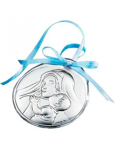 MEDALLON VIRGEN DE CUNA ROSA O AZUL 6cm