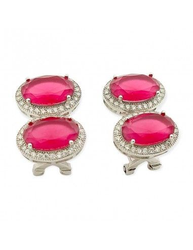 PENDIENTES DOBLE PIEDRA RUBI Y ESMERALDA
