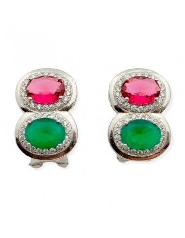 PENDIENTES PLATA PIEDRAS RUBI Y...