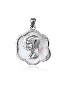 MEDALLA VIRGEN NIÑA NACAR FLOR