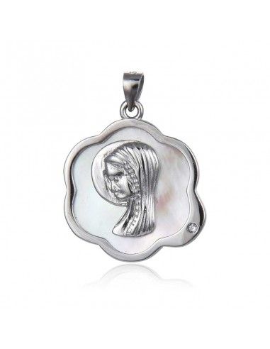 MEDALLA VIRGEN NIÑA NACAR FLOR