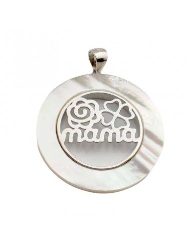 MEDALLA PLATA MAMA FLOR-TREBOL