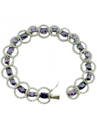 PULSERA PIEDRAS AMATISTA Y CIRCONITAS