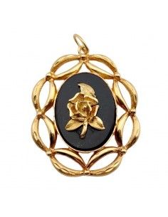 MEDALLA ONIX FLOR ORO