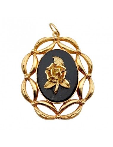 MEDALLA ONIX FLOR ORO