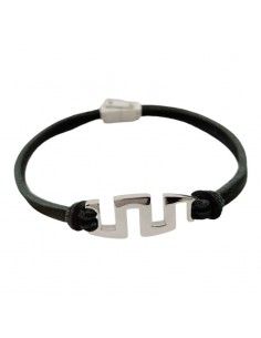 PULSERA LOTUS ACERO-CUERO