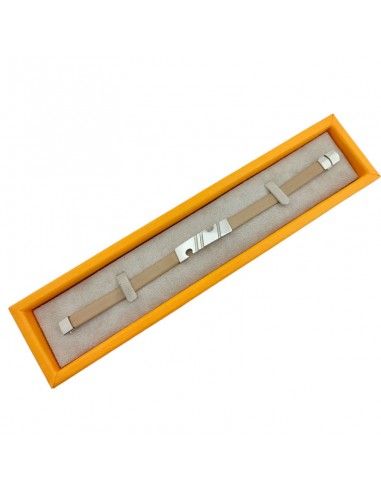 PULSERA LOTUS ACERO-CUERO