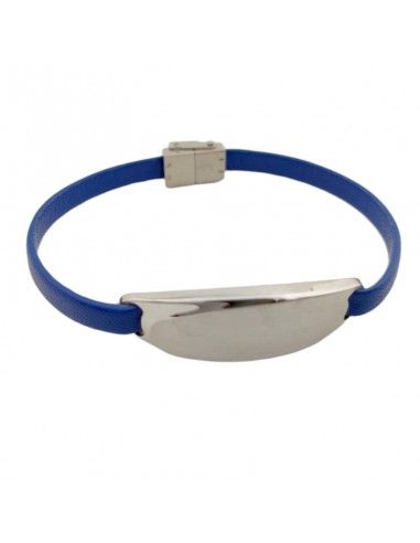 PULSERA LOTUS ACERO-CUERO AZUL