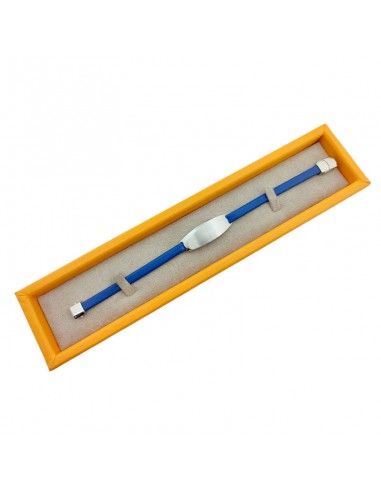PULSERA LOTUS ACERO-CUERO AZUL