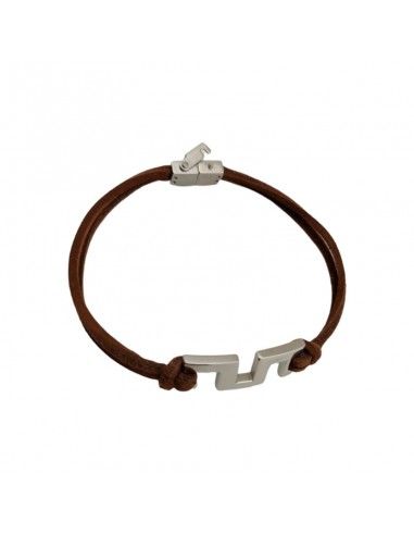 PULSERA LOTUS ACERO-CUERO MARRÓN