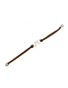 PULSERA LOTUS ACERO-CUERO...