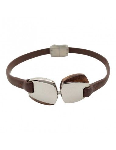 PULSERA LOTUS ACERO-MADERA