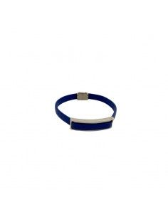 PULSERA LOTUS ACERO-CUERO AZUL