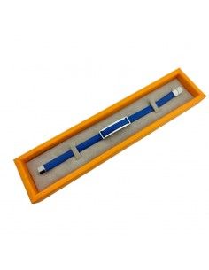 PULSERA LOTUS ACERO-CUERO AZUL 2