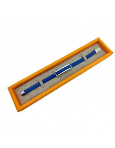 PULSERA LOTUS ACERO-CUERO AZUL