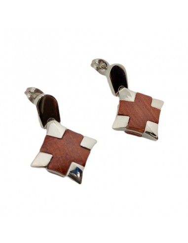 PENDIENTES LOTUS ACERO- CRUZ MADERA