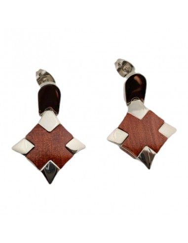 PENDIENTES LOTUS ACERO- CRUZ MADERA