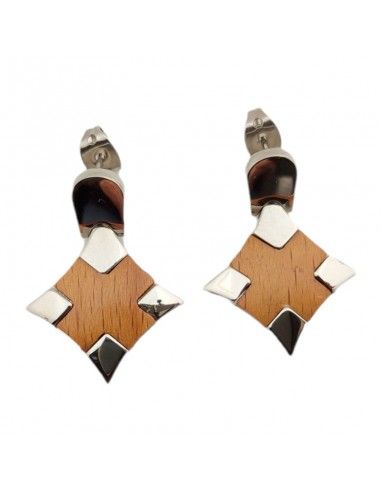 PENDIENTES LOTUS ACERO- CRUZ MADERA