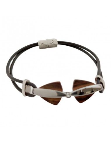 PULSERA LOTUS ACERO- MADERA