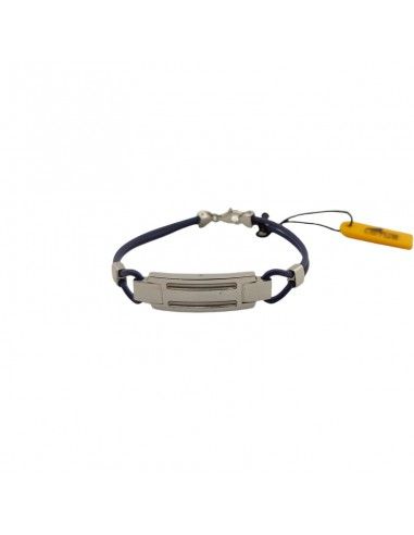PULSERA LOTUS ACERO-CUERO AZUL