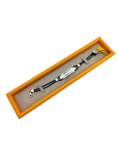 PULSERA LOTUS ACERO-CUERO AZUL