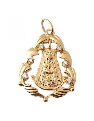 MEDALLA V. DEL ROCIO ORO 18K CIRCONITAS