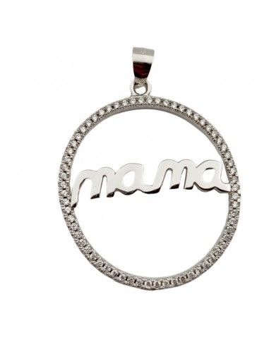MEDALLA MAMA PLATA CON CIRCONITAS