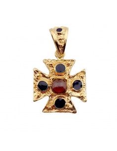 CRUZ ORO 18K ZAFIRO Y RUBÍ