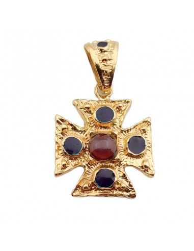 CRUZ ORO 18K ZAFIRO Y RUBÍ