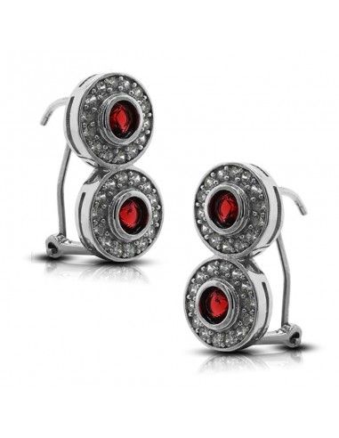 PENDIENTES PLATA DOBLE PIEDRA RUBI