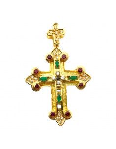 CRUZ ORO 18K RUBÍ- ESMERALDA