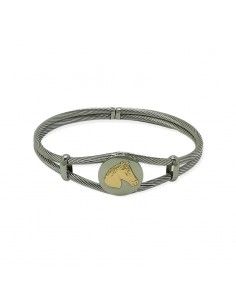 PULSERA CABALLO ACERO Y ORO