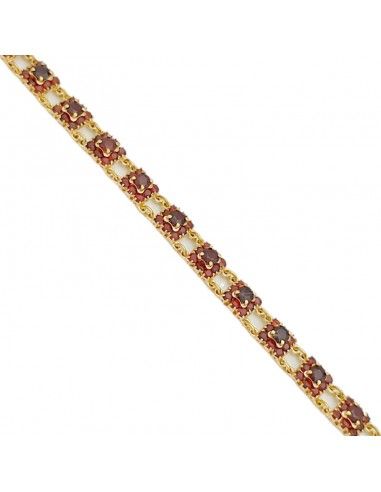 PULSERA ORO 18k Y PIEDRAS GRANATES