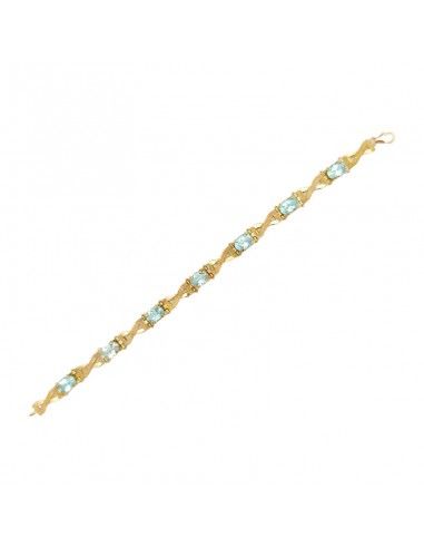 PULSERA ORO 18K Y PIEDRAS AGUA MARINA